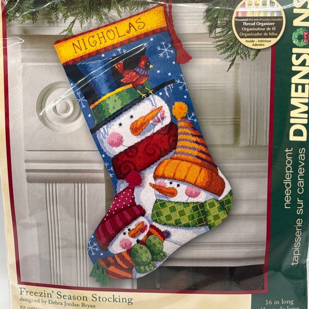 Dimensions Freezin Season Stocking Kit Unisex 16in Blue Snowman 72-109139